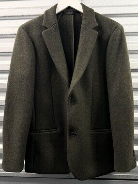 CALVIN KLEIN COLLECTION DARK GREEN HEAVY WOOL BLAZER JACKET